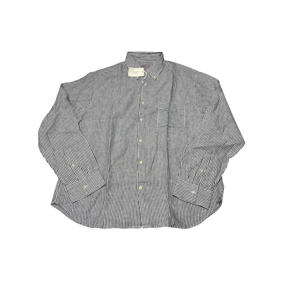 NWT Alex Crane Playa Shirt Mens XXL Navy White Stripe 100% Linen‎ Long Sleeve